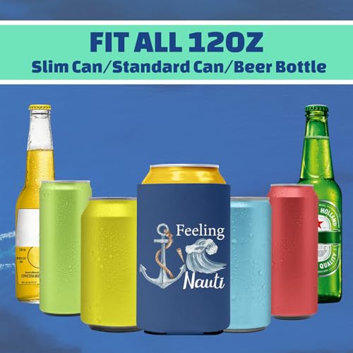 Funny Nautical Boat Can Cooler Sleeves - 6 Pack Beer Cozies