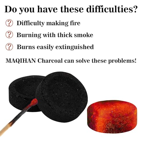 MAQIHAN 100PCS Quick Light Charcoal Briquettes for Incense