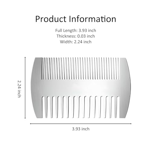 Kootinn Stainless Steel Beard Comb - Credit Card-Sized Anti-Static Grooming Tool