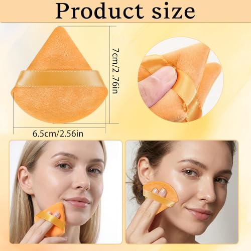 Pimoys Powder Puffs 6-Pack Soft Velour Triangle Makeup Sponges Orange