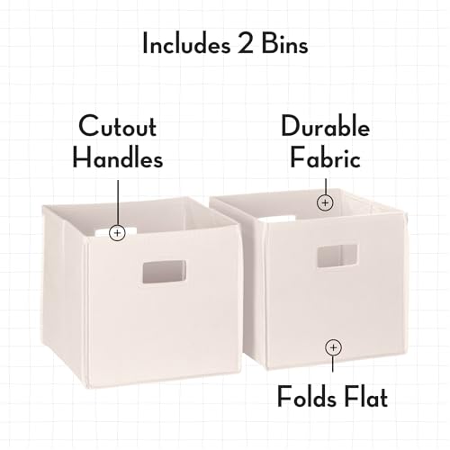RiverRidge Kids 2pc Fabric Collapsible Storage Cube Organizers with Handles for Playroom Organization - Cream