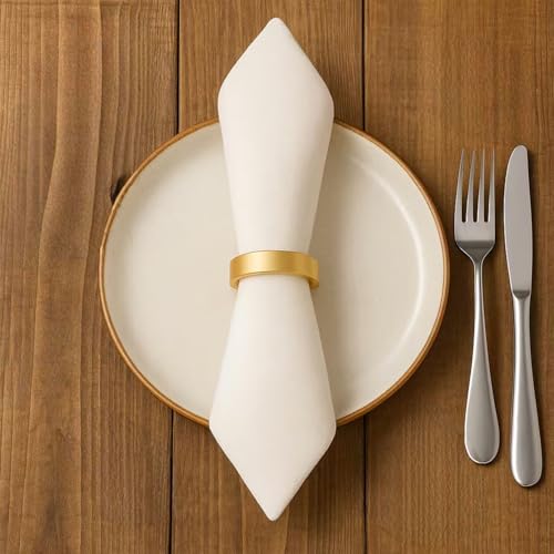 12 Pcs Gold Stainless Steel Napkin Rings - Semicircle Design