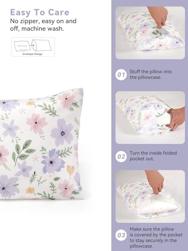 TILLYOU Toddler Pillowcases 2-Pack, 13x18 Travel Pillow Covers