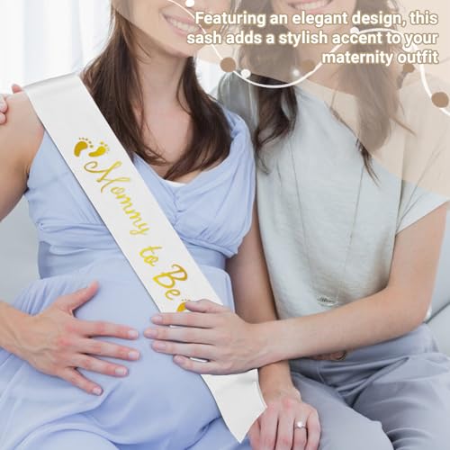Elegant White Satin 'Mommy to Be' Sash for Baby Showers