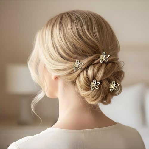 Bremorou Mini Metal Flower Hair Claws 20 Pcs Small Gold and Silver Hair Clips