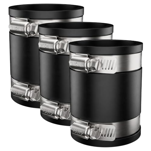 Fernco 1056-22 Flexible Pipe Coupling Black 2 Inch Pack of 3