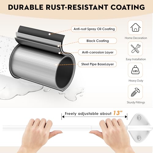 Adjustable Wrap Around Curtain Rod, 28-48 Inch, White Blackout Design