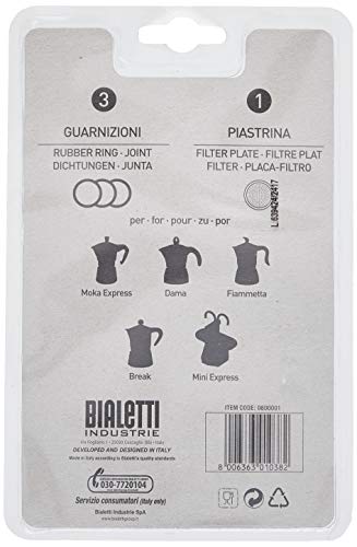 Bialetti Replacement Gaskets & Filter for 1-Cup Moka Espresso Makers