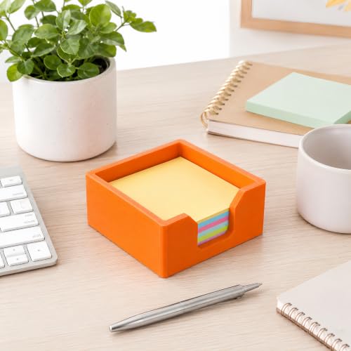 Orange 3D Printed Sticky Note Holder - Desktop Organizer for Memo Pads