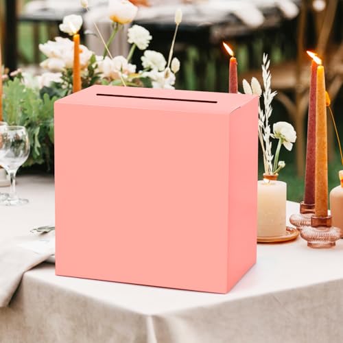 Pink Card Box for Weddings, Birthdays & Parties - 9x5x9 Inches