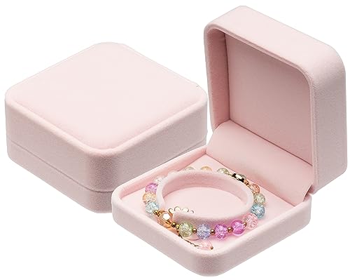 Pink Velvet Bracelet Jewelry Box - Bangle Storage Organizer