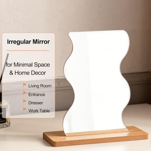 Heart Acrylic Vanity Mirror with Wooden Base - LOUEVIDO