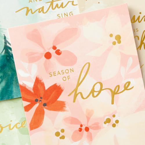 Holiday Watercolor Nature Religious Card Pack - Assorted Christmas Cards 16-Pack