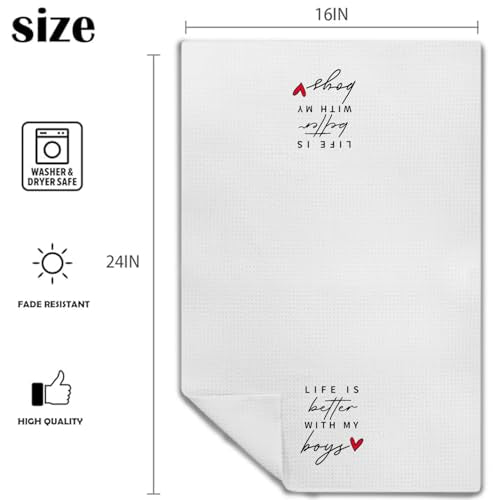 Funny Kitchen Towels - Life is Better with My Boys, 24x16 Inch