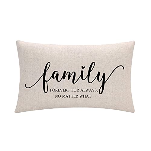 Family Forever Decorative Pillow Cover 12x20 Inches - Beige