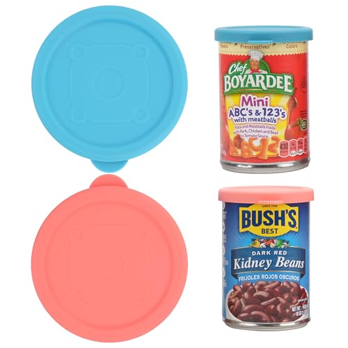 LUVCOSY 2-Pack 3-Inch Silicone Can Lids Covers, Leak-Proof Food Saver, Reusable Food Container Tops