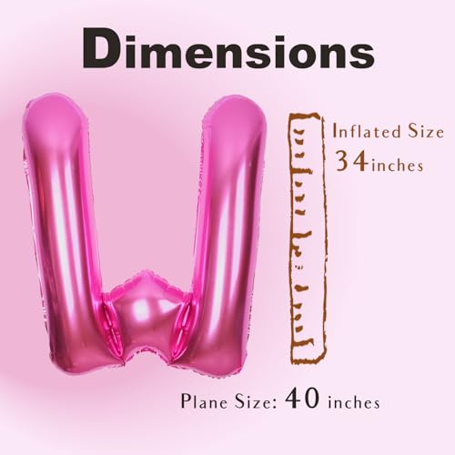 SUWEN 40 Inch Hot Pink Jumbo Letter Foil Balloon Birthday Party Decor