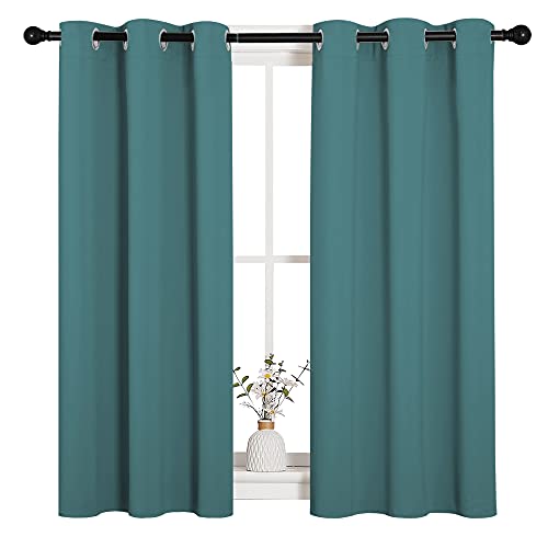 NICETOWN Sea Teal Blackout Curtain Panels, 34"W x 45"L (2 Pack)