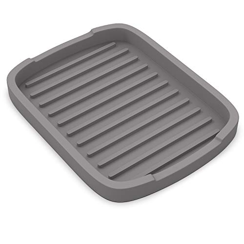 Gray Silicone Sponge Holder Soap Dish 5.9x4.33 inches Kitchen Sink Organizer