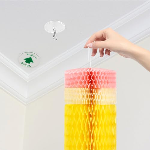 10-Pack Self-Adhesive Ceiling Hooks with 80ft Line for Easy Hanging