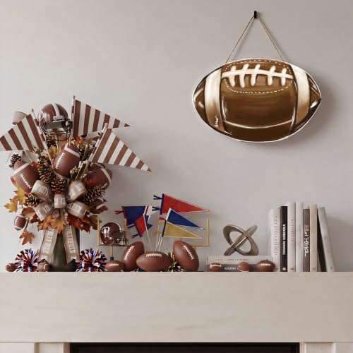 Football Wooden Door Hanger - Decorative Sports Sign for Football Season