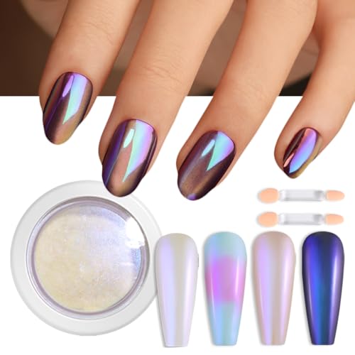FSpronail Pearl Chrome Nail Powder Aurora Metallic Mirror Glitter Pigment