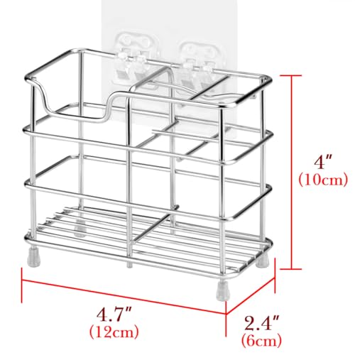 Linkidea Small Silver Wall Mount Toothbrush Holder - 5 Slots Stainless Steel Organizer for Bathroom