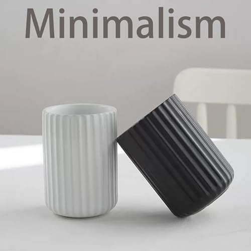 LILITURF Ceramic Toothbrush Holder - White Minimalist Bathroom Cup