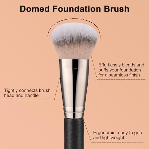 TEOYALL Domed Foundation Brush - Soft Synthetic Blending & Buffing Brush