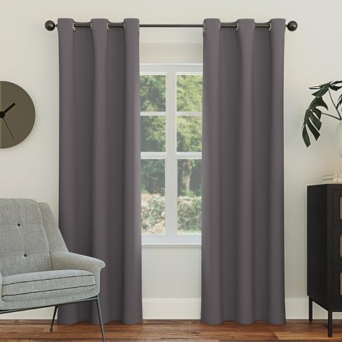 Sun Zero Easton Energy Saving Blackout Curtain Panel, 40" x 84", Charcoal