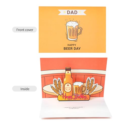 Funny Birthday Card for Dad with 3D Beer Motif - Unique Greeting