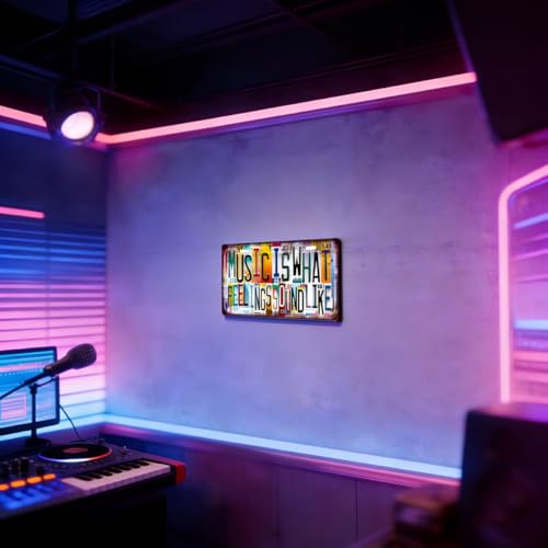 Music Is What Feelings Sound Like Retro Metal Tin Sign, 12x6 Inch, Multicolor