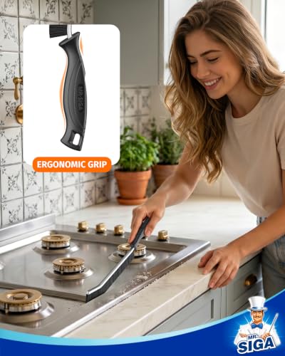 MR.SIGA Crevice Cleaning Brush Set - Heavy Duty Grout Scrub for Kitchen