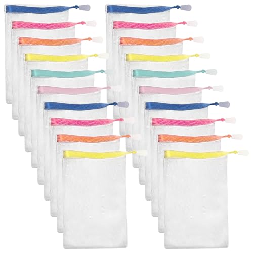 20 Pcs Mesh Soap Bags Exfoliating Soap Saver Pouch with Drawstring