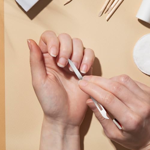 ZEYIYER 6 PCS Stainless Steel Metal Nail Files with Cleaner Tips