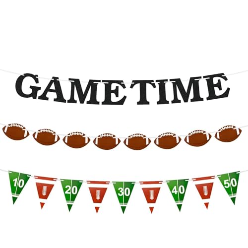 Football Party Decorations Banner Set - 3-Pack Pre-Strung Decor