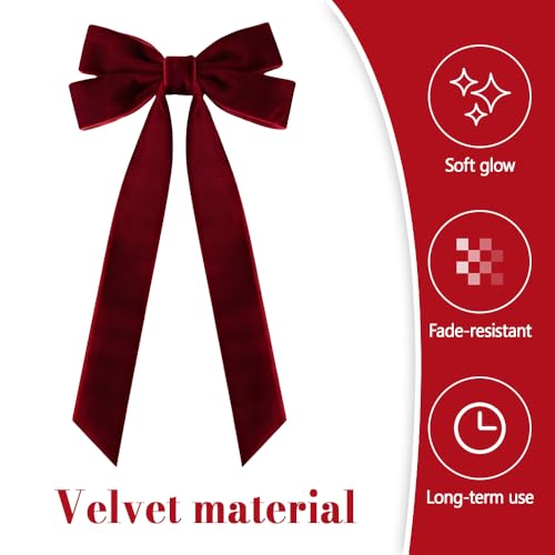 DONGKER 12PCS Velvet Wedding Decorative Bows - Elegant 8.7" x 5.1"
