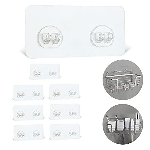 YOLOPLUS+ 8 Pack Adhesive Shower Caddy Hooks - Strong & Waterproof