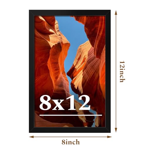 8x12 Black Picture Frame Set of 2 with HD Plexiglass