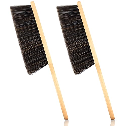 Redanha Brown 2-Piece Wooden Dusting Brush Set with Soft Bristles for Housekeeping