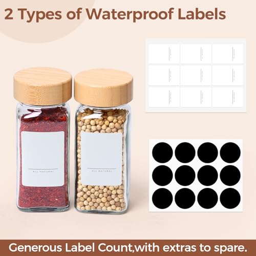 ComSaf 4oz Glass Spice Jars with Bamboo Lids - 6 Pack Starter Set