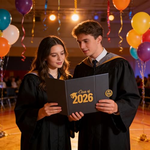 Black and Gold Graduation Guest Book for Class of 2026