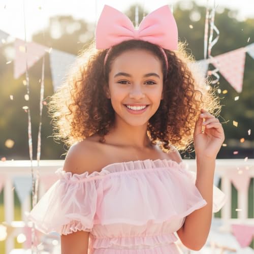 Pink Bow Headband Hair Hoop for Halloween Party and Festive Occasions