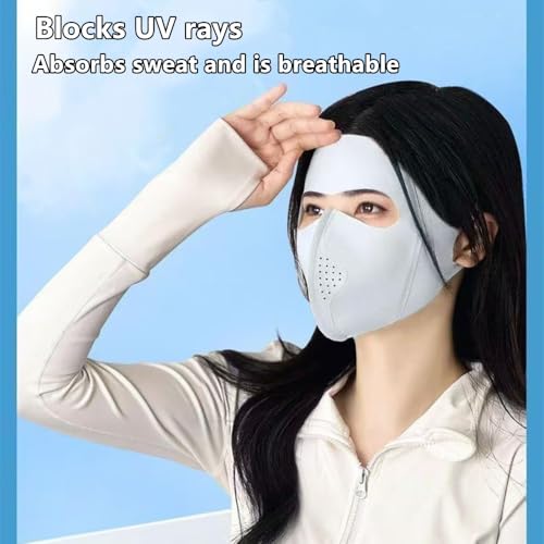 3 Pack Full-Face Face Covering, Women Sun Protection Face Mask, Full Face Sunscreen Mask After Laser Beauty Treatment, Full Face Mask for Covering Facial Allergies, Washable Reusable Multicoloured