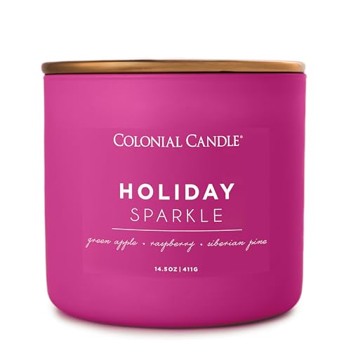 Colonial Candle Holiday Sparkle Scented Jar Candle - Purple, 14.5 oz, 3 Wick, Up to 60 Hours Burn - Variation of Holiday Sparkle / 14.5 oz