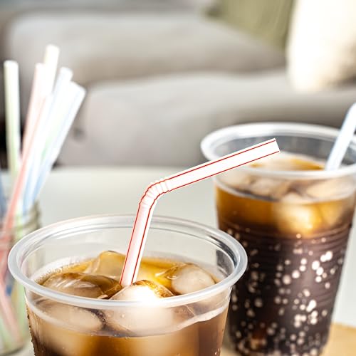 BPA-Free Disposable Striped Flex Straws - 100 Count Assorted Colors