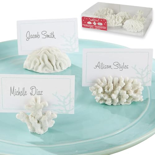 Kate Aspen Seven Seas Mini Coral Place Card Holders - Set of 6 Coastal Decor Mini Table Place Cards with Holders, Beach Wedding Decorations, Table Beach Decor, Under The Sea Party Decorations