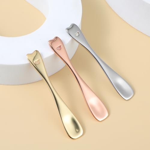 Sibba Metal Cosmetic Spatula Set 3 PCS Mini Makeup Scoop for Cream