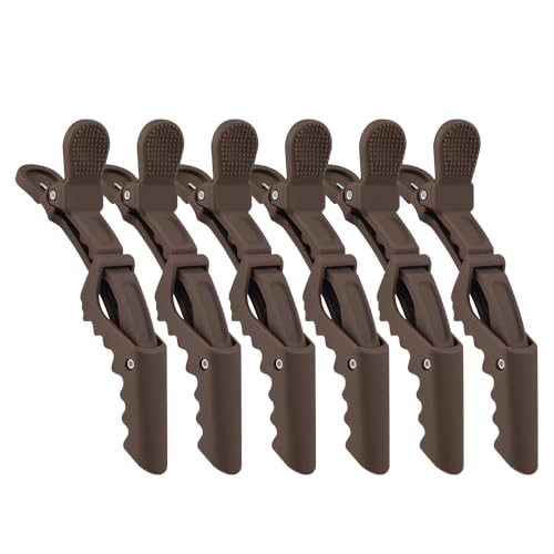 GlamorDove Matte Alligator Hair Clips 6-Piece Non-Slip Sectioning Styling Clips