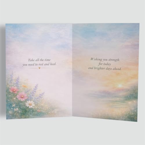 Get Well Soon Card - Floral Meadow Design with Comforting Verse - A5
